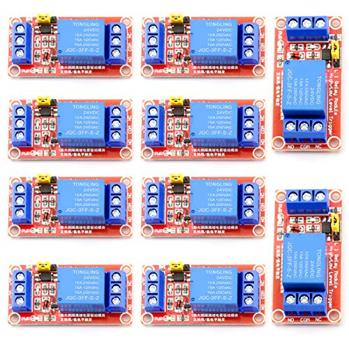 CenryKay 24V 1 Channel Relay Module?Optocoupler Isolation Support High and Low Level Trigger10PCS