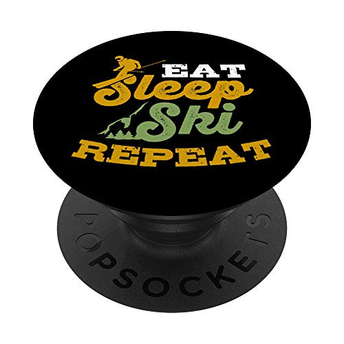 Funny Ski Design - Eat Sleep Ski Repeat PopSockets Grip and Stand for Phones and Tablets