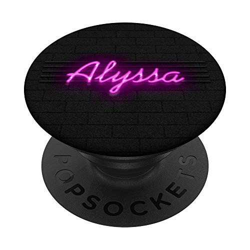 Pink Name Alyssa Nightclub Light Style Custom Girl Gift PopSockets PopGrip Swappable Grip for Phones   Tablets