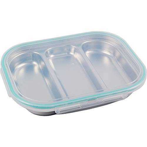 SU Company Stainless Steel Divided Tray Divided Plate Snack Plate Diet Food Control Tray 3 Compartment Food Tray with LidMint Color SU Company Stainless Steel Divided Tray Divided Plate Snack Plate Diet Food Control Tray 3 Compartment Food Tray with LidMint Color
