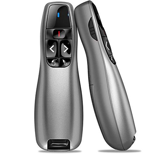 Powerpoint Clicker BEBONCOOL Wireless Presentation Clicker with Air Mouse Control   Green Light Presenter Remote with USB Slide Clicker Remote for Mac Laptop PPT Keynote Computer-Grey