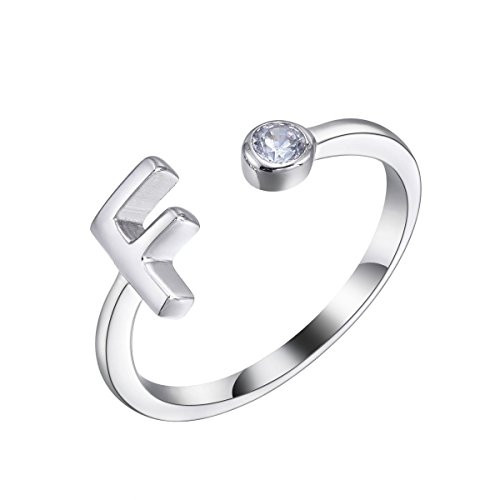 VIKI LYNN Sterling Silver Rings Initial F Ring with Cubic Zirconia Size 4_5 Adjustable Letter Ring VIKI LYNN Sterling Silver Rings Initial F Ring with Cubic Zirconia Size 4_5 Adjustable Letter Ring