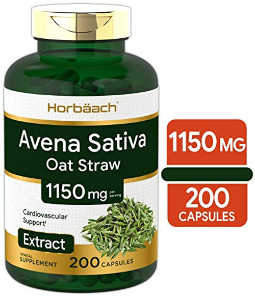 Avena Sativa Extract 1150 mg  200 Capsules  Oatstraw Extract  Non-GMO Gluten Free  by Horbaach