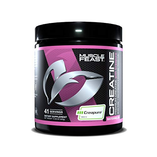 MUSCLE FEAST Creapure Creatine Monohydrate Powder Premium Pre-Workout or Post-Workout Easy to Mix Gluten-Free Safe and Pure Kosher Certified 300g Watermelon