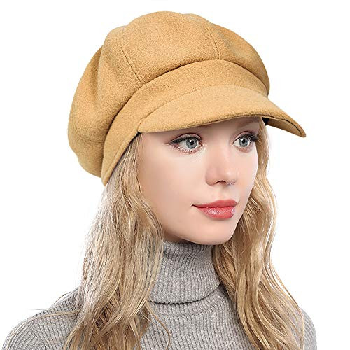 Womens Newsboy Hats Cabbie Bakerboy Paperboy Plaid Cap Beret 2-Brown