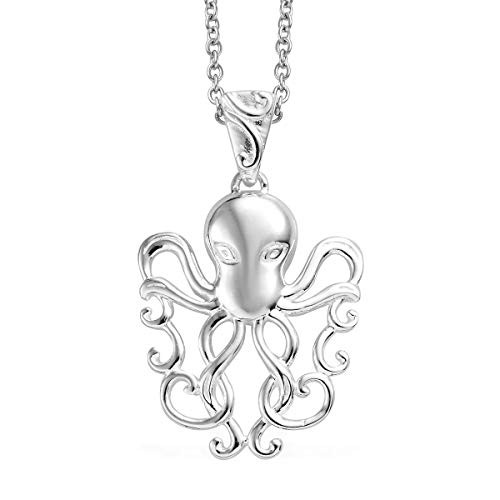 Shop LC Delivering Joy 925 Sterling Silver Stainless Steel Sea Lover Octopus Pendant with Necklace Women Jewelry for Gift 20