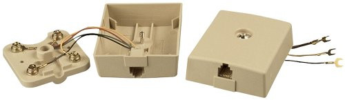 Allen Tel Products AT214B4 1 Port, USOC Wiring, 6 Position, 4 Conductor Modular Surface Outlet Jack, Ivory