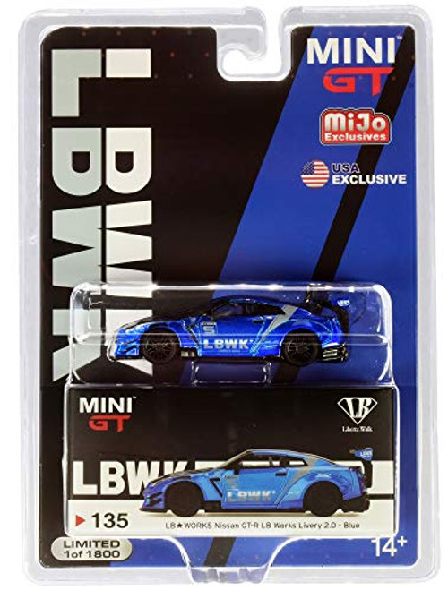GT-R R35 Type 25 with Rear Wing LB Works Blue Limited Edition to 1800 Pieces Worldwide 164 Diecast Model Car by True Scale Miniatures MGT00135