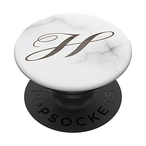 Gray Watercolor Monogram Initial Letter H PopSockets Grip and Stand for Phones and Tablets