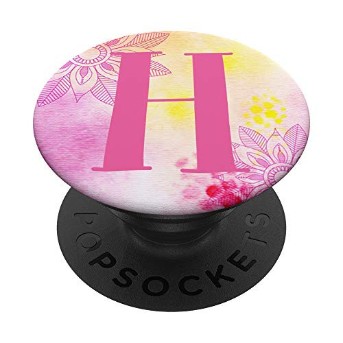 Letter H Initial Flower Mandala Monogram PopSockets Grip and Stand for Phones and Tablets
