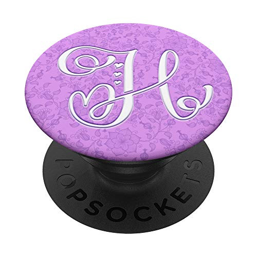 H Monogram Alphabet Capital Initial Letter Hearts PopSockets Grip and Stand for Phones and Tablets