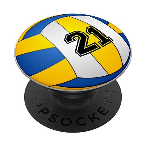 Volleyball Player No 21 Jersey Number Pop Socket Gift PopSockets Grip and Stand for Phones and Tablets