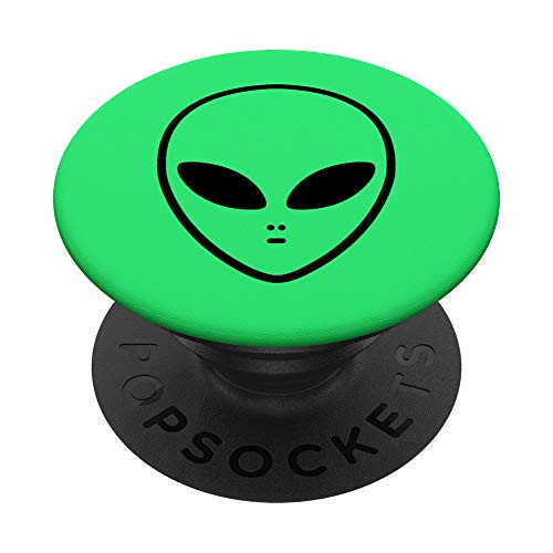 Alien Head Face ~ Cute Green Trippy Rave Festival PopSockets Grip and Stand for Phones and Tablets