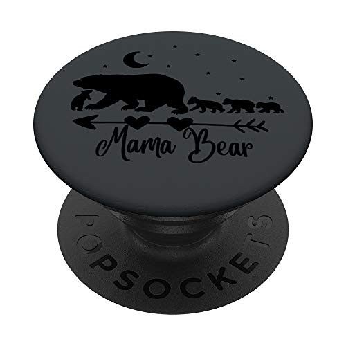 Black Mama Bear and Four Cubs On Dark Gray PopSockets PopGrip Swappable Grip for Phones Tablets Black Mama Bear and Four Cubs On Dark Gray PopSockets PopGrip Swappable Grip for Phones Tablets