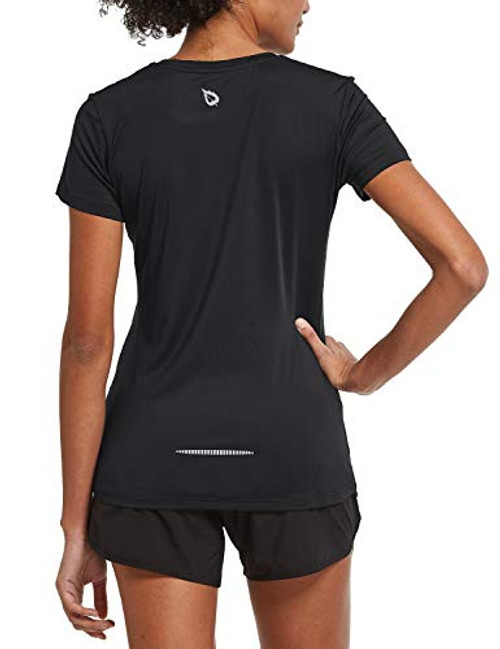 BALEAF Womens Athletic Short-Sleeved Running T-Shirts Lightweight Quick Dry Lightweight Workout Yoga Crewneck Tops Black Size XXL