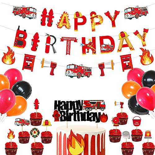 25 PCS JeVenis Fireman Birthday Banner Firetruck Birthday Balloons Firefighter Birthday Party Decoration Fire Department Party Decoration for Birthday Baby Shower Decorations 25 PCS JeVenis Fireman Birthday Banner Firetruck Birthday Balloons Firefighter Birthday Party Decoration Fire Department Party Decoration for Birthday Baby Shower Decorations