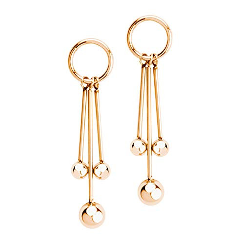 555Jewelry Stainless Steel Dangle Drop Bar Ball Earrings for Women   Girls Hypoallergenic Dangling Earrings Beaded Ball Drop Earrings Long Earrings for Women Rose Gold