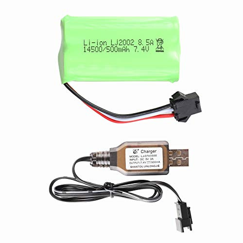 tech rc 7_4V 500mAh Li-ion RC Car Rechargeable Battery with Charging Cable for TR011W and TR012W RC Car