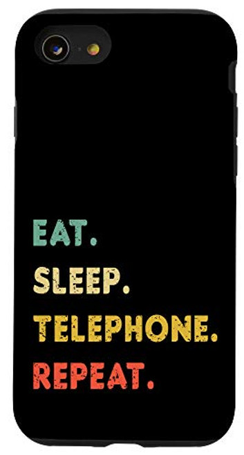 iPhone SE 2020 7 8 Vintage Eat Sleep Telephone Repeat Case Case iPhone SE 2020 7 8 Vintage Eat Sleep Telephone Repeat Case Case