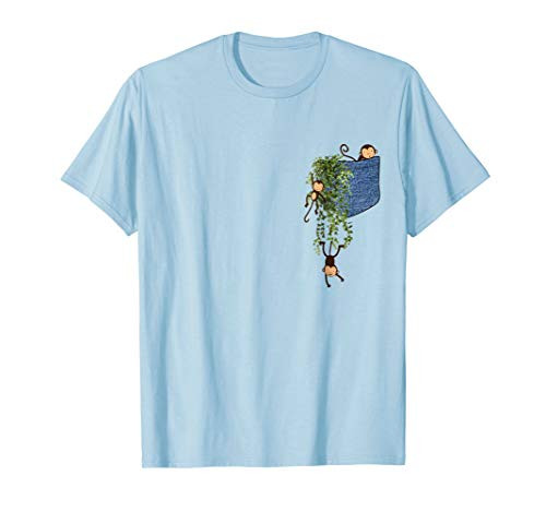 Three Monkey Pocket Shirt Cute Playful Chimpanzee Tee