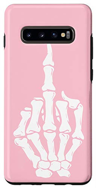 Galaxy S10 Pastel Pink Middle Finger F Off Skeleton Funny Goth Punk Case Galaxy S10 Pastel Pink Middle Finger F Off Skeleton Funny Goth Punk Case