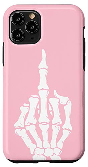 iPhone 11 Pro Pastel Pink Middle Finger F Off Skeleton Funny Goth Punk Case iPhone 11 Pro Pastel Pink Middle Finger F Off Skeleton Funny Goth Punk Case