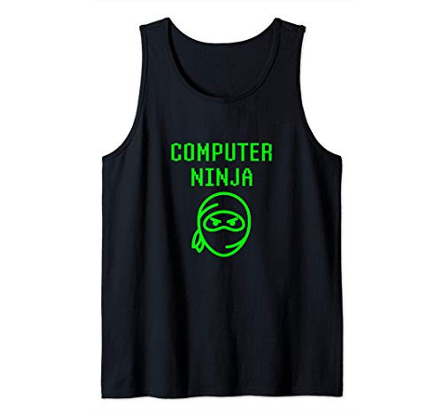 Computer Ninja Face PC Repair Technician Tech Support Geek Tank Top