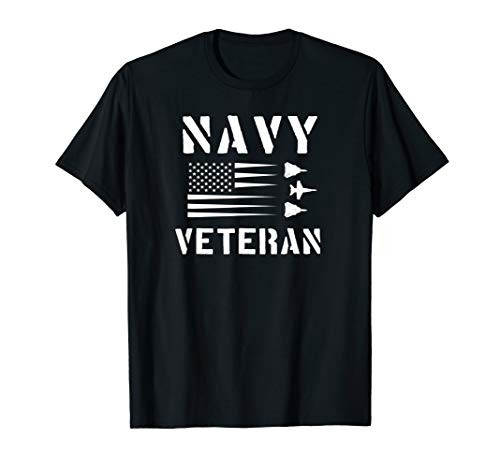 Navy Veteran F-14 Tomcat FA-18 Super Hornet American Flag T-Shirt