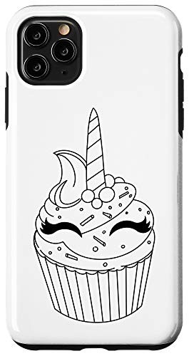 iPhone 11 Pro Max Cute Digital Unicorn Outlined Black Cupcake Case