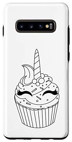 Galaxy S10 Cute Digital Unicorn Outlined Black Cupcake Case