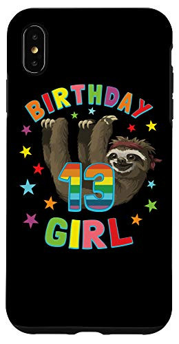 iPhone XS Max Girl 13th Birthday Sloth 13 Year Old B-day Party Kids Gift Case