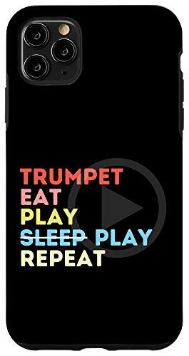 iPhone 11 Pro Max Retro Eat Play Sleep Trumpet Player Gift Case