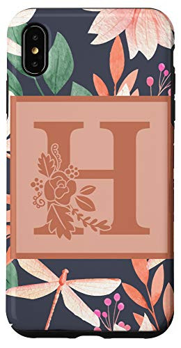 iPhone XS Max Floral Alphabet Letter Gift - First Name with H Flower Case