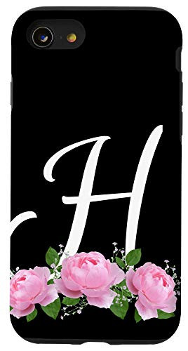 iPhone SE 2020  7  8 Monogram Letter Initial H With Pink Roses Case