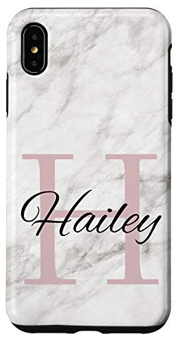 iPhone XS Max Hailey Pink Monogram Letter H Girls Personalized Name Case