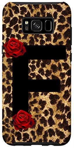 Galaxy S8 Letter F Initial Monogram Leopard Cheetah Red Rose Gift Case