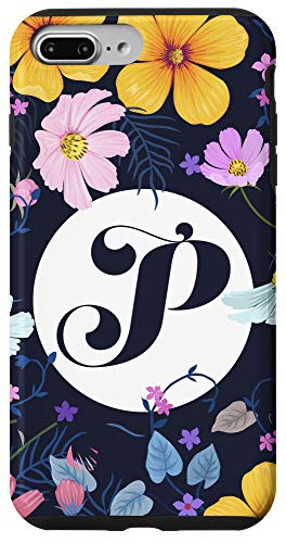 iPhone 7 Plus8 Plus Cute Modern Floral Letter P  floral initial letter P Case