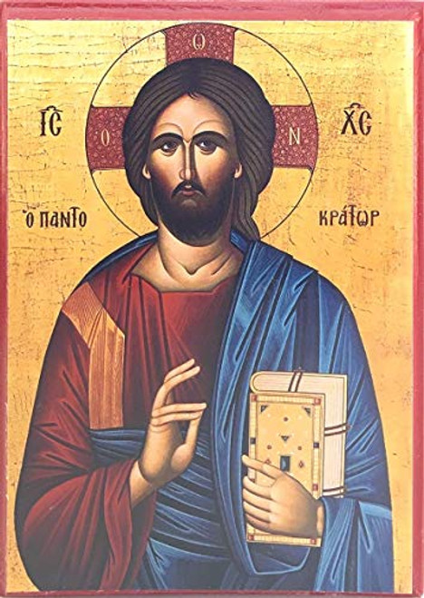 Wooden Greek Orthodox Christian Icon Jesus Christ the Pantocrator 4_5 x 6_5 Wooden Greek Orthodox Christian Icon Jesus Christ the Pantocrator 4_5 x 6_5