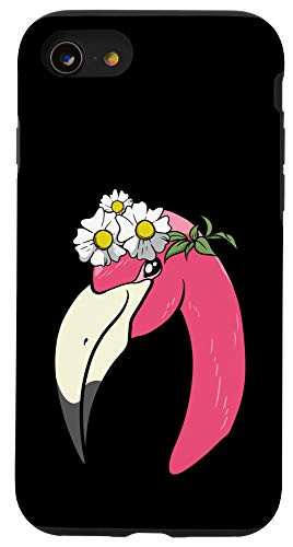 iPhone SE 2020  7  8 Cute Flamingo Floral Gift - Pink Bird Head Flowers Case