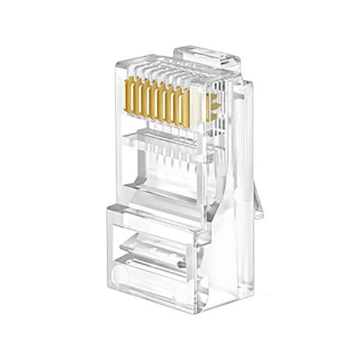 GFFG RJ45 Connectors Crimp Ends 8P8C UTP Network Plug for CAT5 CAT5E CAT6 Stranded Cable Solid Crystal Head 100PC Ethernet Cable for Solid Wire and Standard Cable