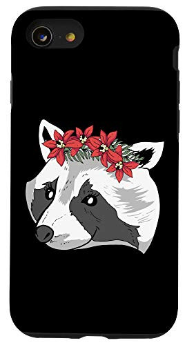 iPhone SE 2020  7  8 Cute Racoon Floral Gift - Racoon Head Flowers Case