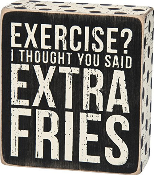 Primitives by Kathy 28568 Polka Dot Trimmed Box Sign, 4" x 4.50" x 1.75", Exercise? Primitives by Kathy 28568 Polka Dot Trimmed Box Sign, 4" x 4.50" x 1.75", Exercise?
