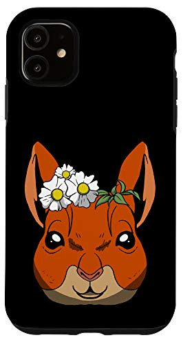 iPhone 11 Cute Squirrel Floral Gift - Animal Head Flowers Case