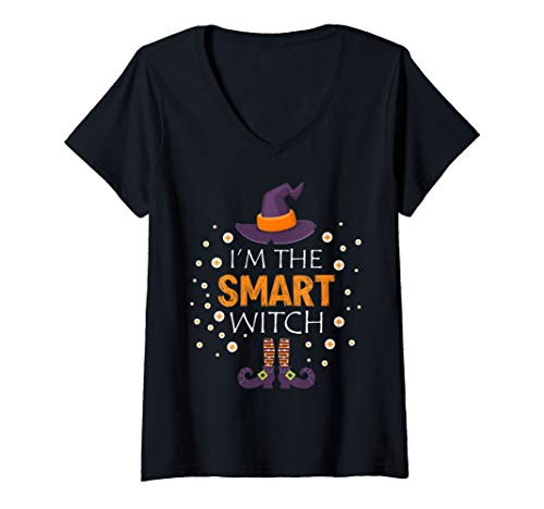 Womens Im The Smart Witch Matching family group halloween V-Neck T-Shirt