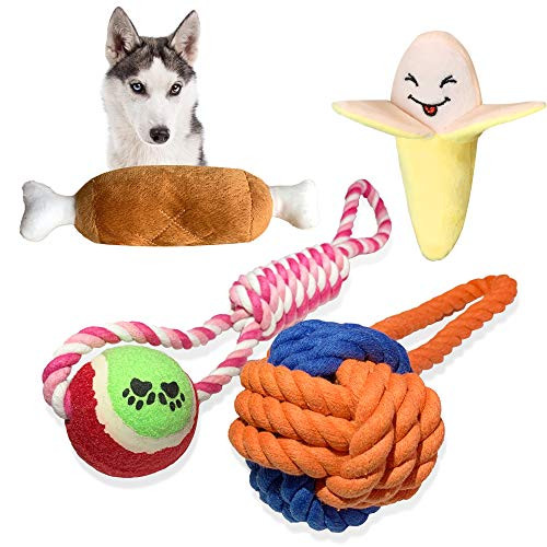 Puppy Toys for Teething?Puppy Chew Toys Teething Small Dog ?Dog Rope Toys?Dog Chew Toys Ball Indestructible Pals Tough Durable Toys Squeaky Aggressive Chewers 4 Pack Puppy Toys for Teething?Puppy Chew Toys Teething Small Dog ?Dog Rope Toys?Dog Chew Toys Ball Indestructible Pals Tough Durable Toys Squeaky Aggressive Chewers 4 Pack