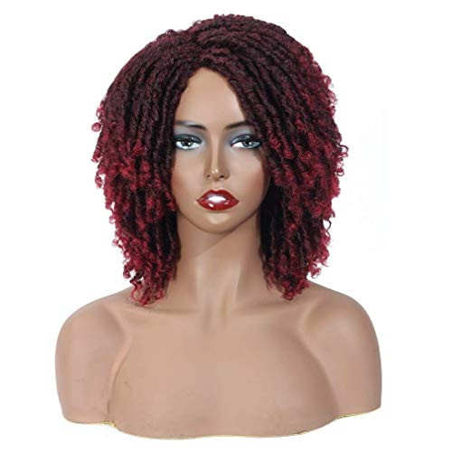 Short Kinky Curly Wig Dreadlock Wig Twist Wigs 6 inch Short Kinky Curly Wigs Afro synthetic curly for women 1BBUG