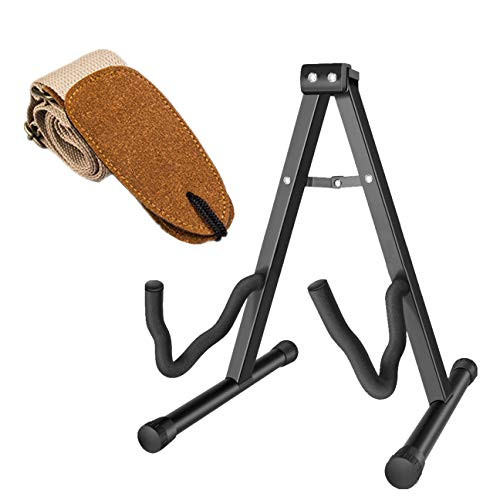 Ganasome Universal Stand Folding Universal A frame Stand for All Guitars Acoustic Classic Electric Bass Travel Guitar Stand Guitar Strap