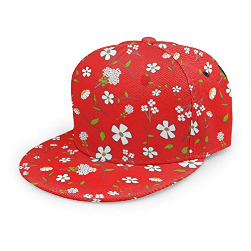 antkondnm Cute Floral Flat Brim Hip Hop Adjustable Hat Stylish Snapback Baseball Cap
