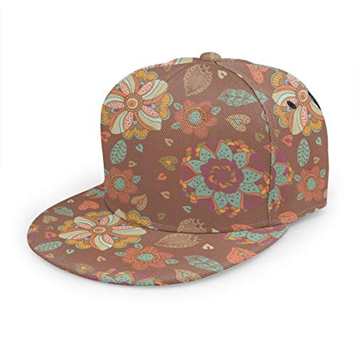 antkondnm Floral Flat Brim Hip Hop Adjustable Hat Stylish Snapback Baseball Cap