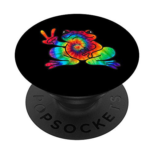 Cool Peace Frog Tie Dye For Boys And Girls PopSockets PopGrip Swappable Grip for Phones   Tablets